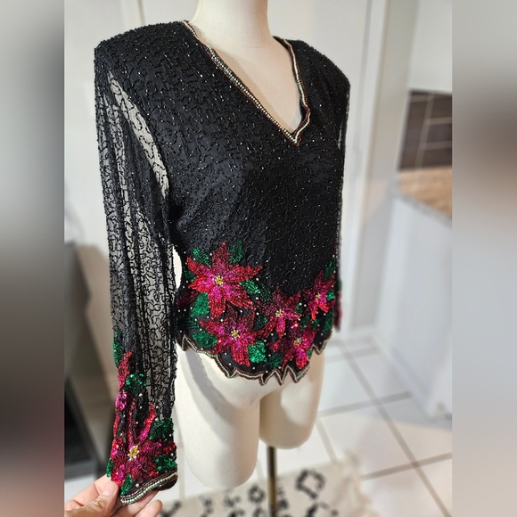 Laurence Kazar Tops - VTG NWT!! 1980s! Laurence Kazar Indian Silk Top PXL